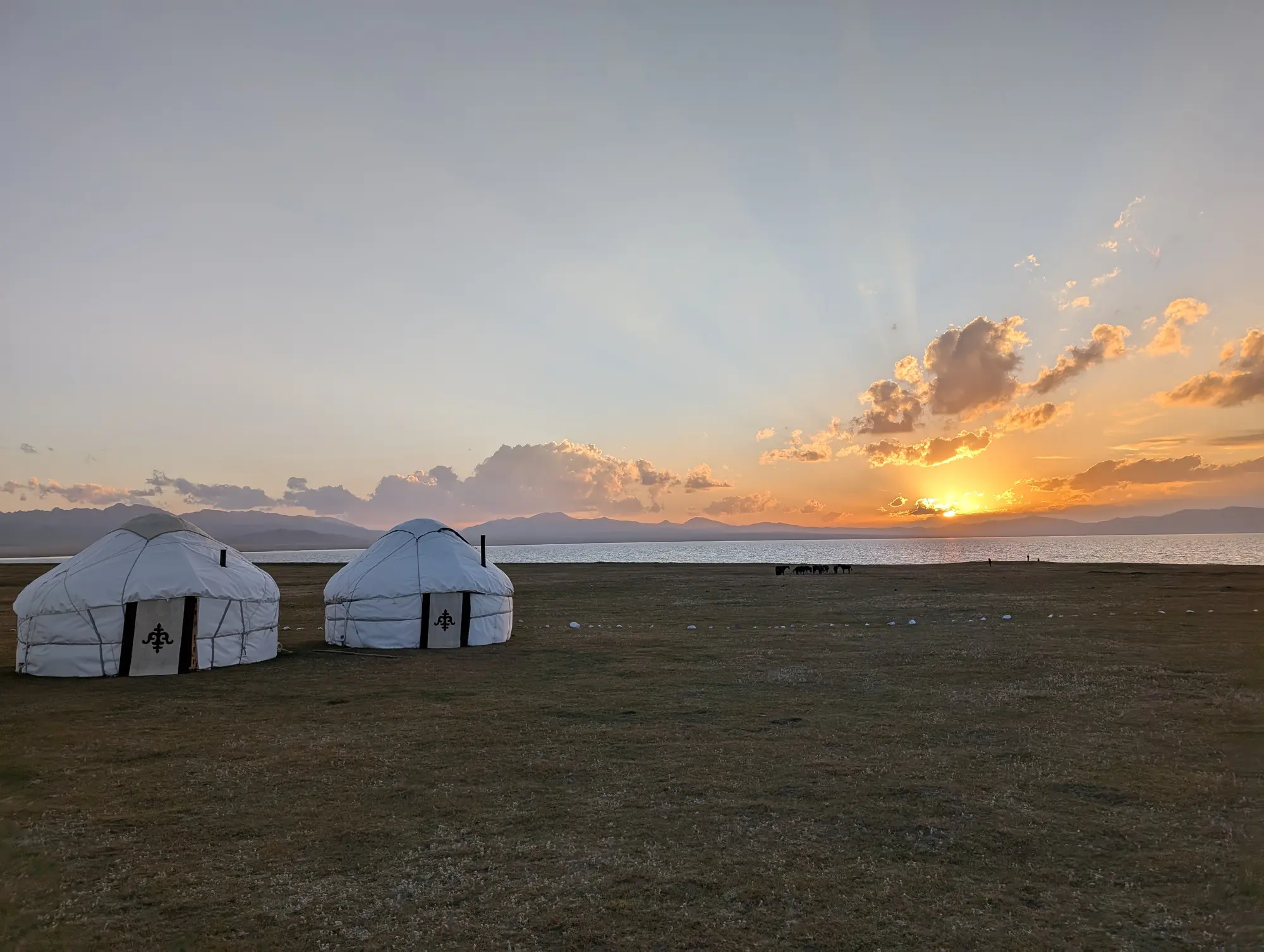 Yurts in the sunset